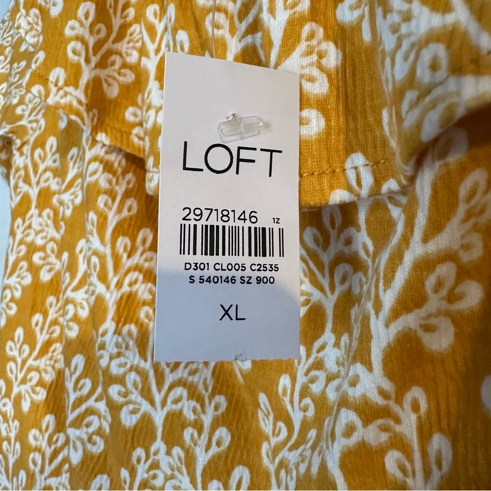LOFT Yellow Floral Pattern Ruffle Top Off Shoulder - Picture 3 of 5